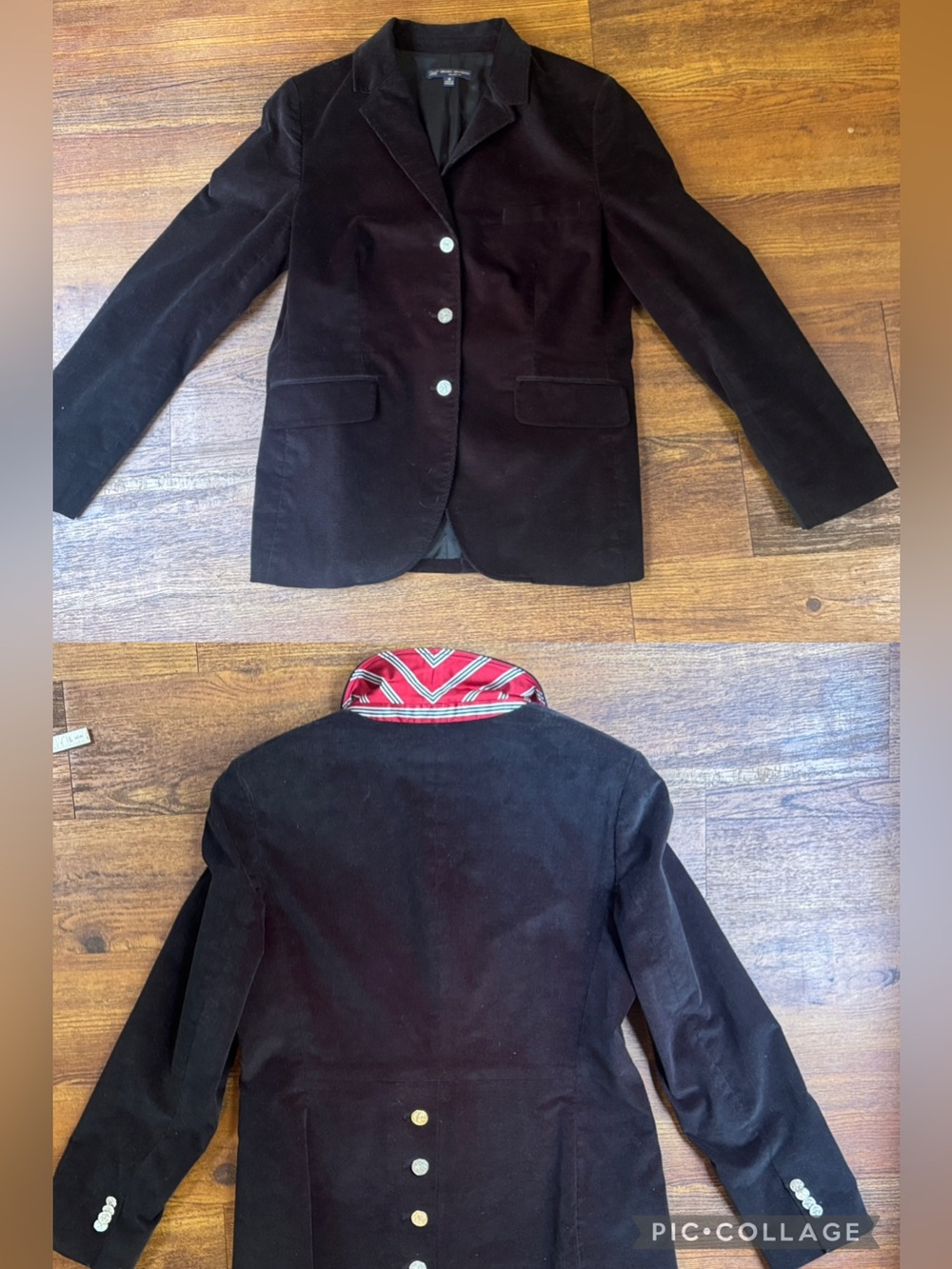 Brooks Brothers Black Velvet Blazer with Red Trim Collar